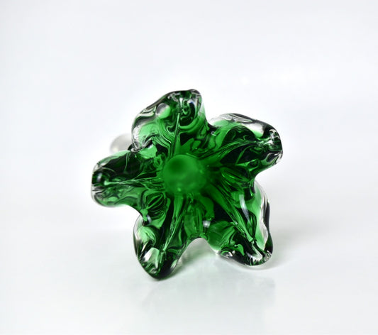 Green Glass Candlestick Holder