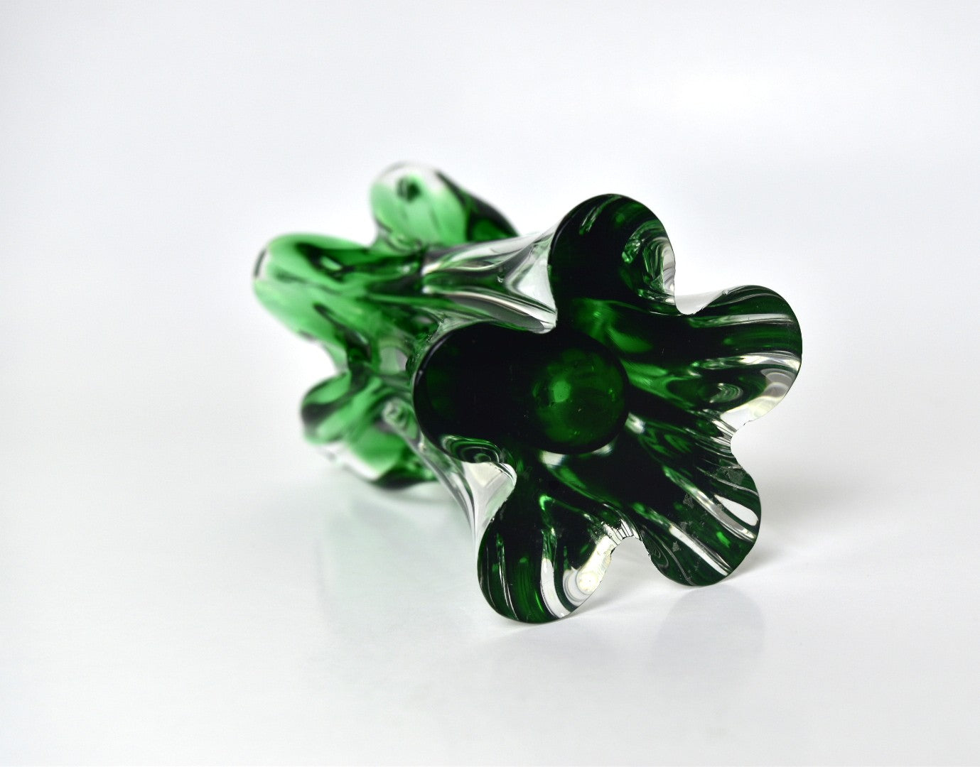 Green Glass Candlestick Holder