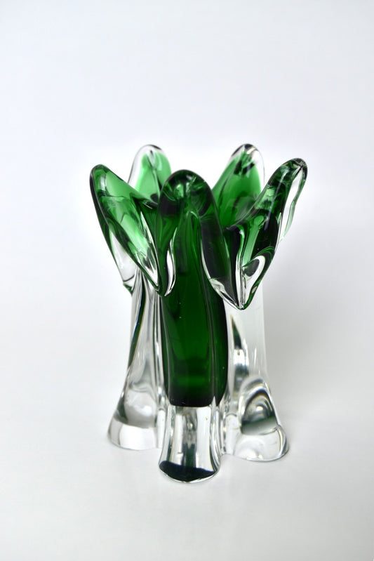 Green Glass Candlestick Holder